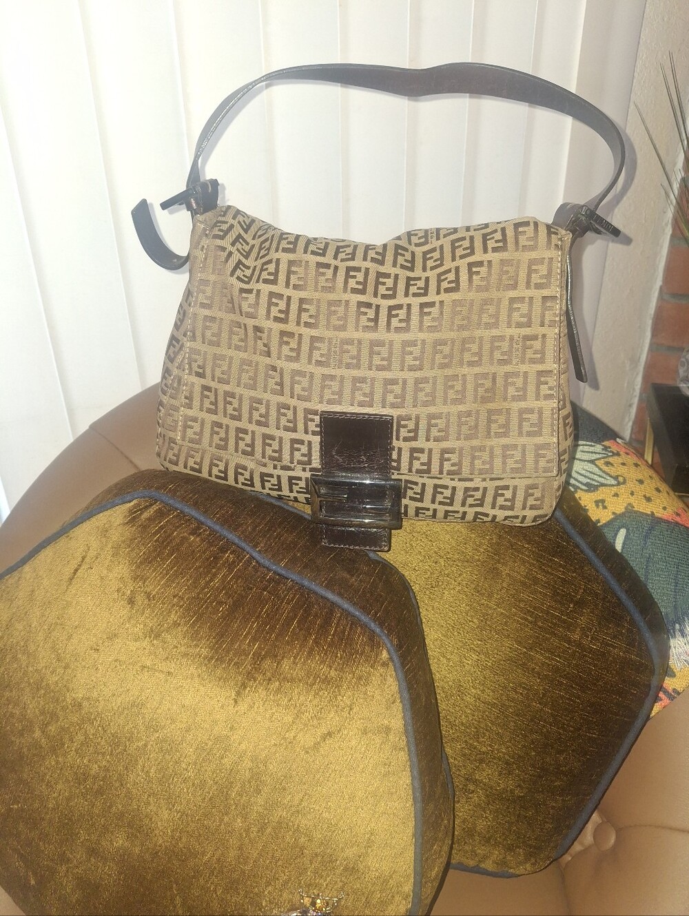 Fendi Zucchino Baguette Shoulder Bag